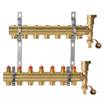 Комплект коллекторов Ридан FHF-7R set с кронштейнами и воздухоотводчиками, 7 контуров