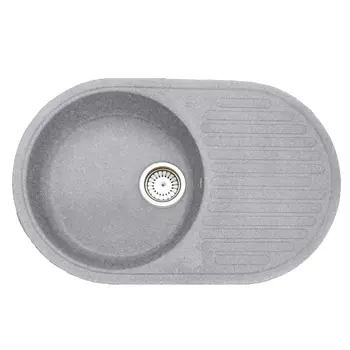 Кухонная мойка Formastone Fosto КМ 74-46, овальная с крылом,искристый серый