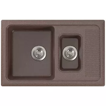 Кухонная мойка Formastone Fosto КМ 77-49, прямоугольная с крылом, ореховая карамель