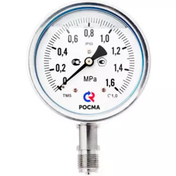 Манометр коррозионностойкий, виброустойчивый РОСМА серии 21, ТМ-321 (до 60кг) осевой