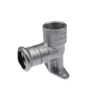 Отвод фиксируемый KAN Inox (водорозетка) с ушками - длинный, из нержавеющей стали, press, 22×Rp¾, арт. 1609285008