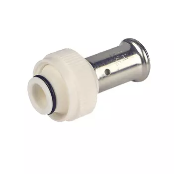 Пресс фитинг с накидной гайкой под евроконус, ПВДФ пресс (белый), 16x3/4", HENCO