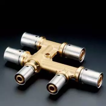 Прессовое крестовое соединение Oventrop 20х16х16 латунь. Арт. 1514654