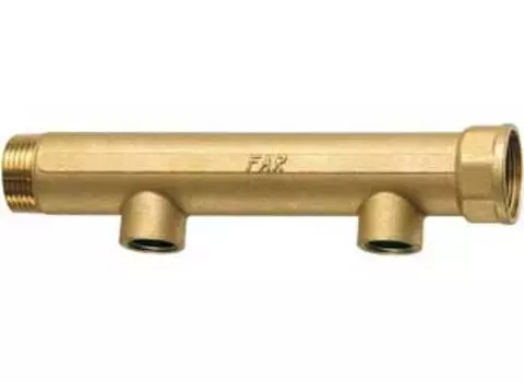Проходной коллектор FAR (ВР-НР) с 2 отводами (ВР) из латуни стойкой к дезоцинковыванию FK 3611 1121, размер 1 1/2"х1"