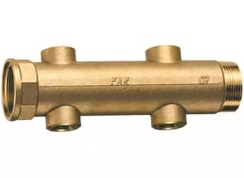 Проходной коллектор FAR (ВР-НР) с 4 отводами (ВР) из латуни стойкой к дезоцинковыванию FK 3619 11234, размер 1 1/2"х3/4"