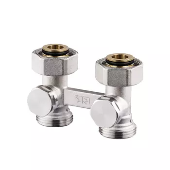 Прямой Н-образный клапан SR Rubinetterie для нижнего подключения отопительных приборов 3/4”E x 3/4”E