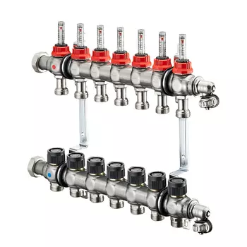 Распределительная гребенка Oventrop Multidis SF, 7 х G ¾ с ротаметрами