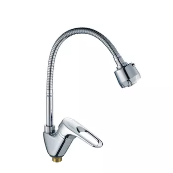 Смеситель для кухни Haiba HB4304-3 с лейкой (2 режима) и гайкой, хром