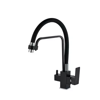 Смеситель для кухни Haiba HB76857 с подключением фильтра питьевой воды, черный