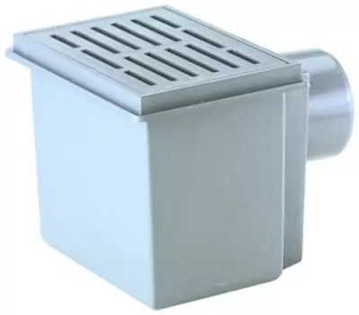 Трап HL для подвалов и технических помещений с решеткой в подрамнике, с грязесборником и лючком-прочисткой и горизонтальным выпуском HL71