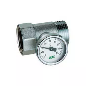 Тройник FAR хромированный с термометром (ВР-НР) 1" FAR