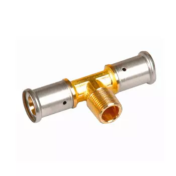 Тройник НР, латунь пресс, 20x1/2"x20, HENCO