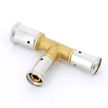 Тройник переходный уменьшенный с двух сторон, латунь пресс, 20x16x16, HENCO