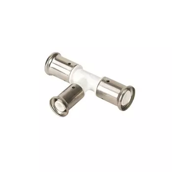 Тройник переходный уменьшенный в центре, ПВДФ пресс (белый), 26x20x26, HENCO