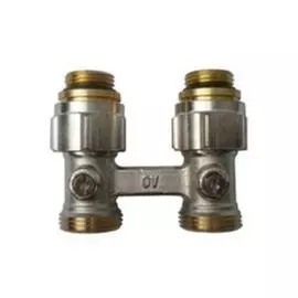 Узел нижнего подключения радиаторов Oventrop Multiflex F 1/2"НРx3/4"НР, из латуни, никелир., артикул 1015883, прямой