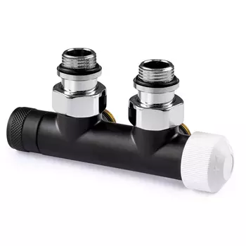 Узел нижнего подключения термостатический SR Rubinetterie угловой 1/2"х3/4"Е Чёрный матовый (правый)