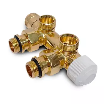 Узел нижнего подключения термостатический SR Rubinetterie угловой 1/2"х3/4"Е Золото (правый)