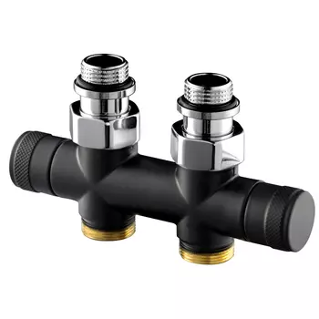 Узел прямой SR Rubinetterie Tondera 50 мм, запорный 1/2"х3/4" Е, цвет черный