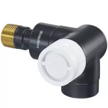 Вентиль (термостатический клапан) Oventrop серия E (эксклюзивная) угловой трехосевой Ду15 1/2", артикул 1163432, цвет антрацит (черный) - левое присоединение