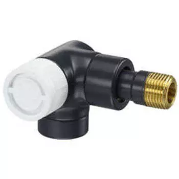 Вентиль (термостатический клапан) Oventrop серия E (эксклюзивная) угловой трехосевой Ду15 1/2", артикул 1163432, цвет антрацит (черный) - левое присоединение