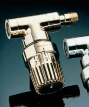 Вентиль (термостатический клапан) Oventrop серия E (эксклюзивная) угловой Ду15 1/2", артикул 1163072, цвет позолоченный