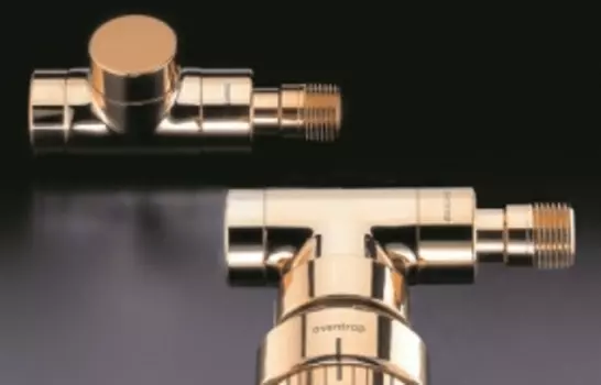 Вентиль (термостатический клапан) Oventrop серия E (эксклюзивная) прямой Ду15 1/2", артикул 1163172, цвет позолоченный