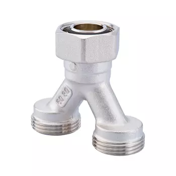 Y-соединительная деталь Hummel 2 x евроконус G3/4", накидная гайка G3/4", никелированная латунь
