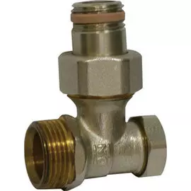 Запорный вентиль на обратку Oventrop Combi 2, угловой никелированный 3/4 х 1/2, артикул 1091072, резьбовое соединение с самоуплотнение