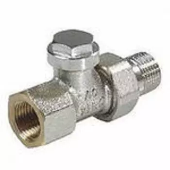 Запорный вентиль на обратку Oventrop Combi 4, прямой никелированный бронза/латунь Ду20 (3/4), артикул 1090763