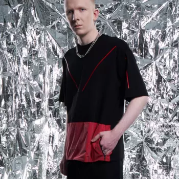 Футболка TechWear с красным карманом Черная размер XL