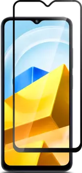 Стекло защитное Poco M5 Черная рамка