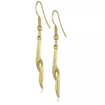 24 Karat Gold Plated twisted leaf drop earring