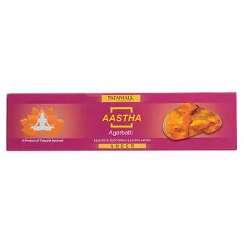 Аастха: ароматические палочки с Амброй (20 шт), Aroma Aastha Amber, произв. Patanjali