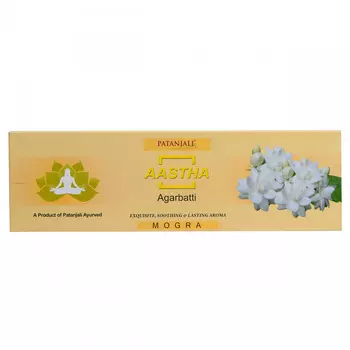 Аастха: ароматические палочки с Могрой (75 г), Aastha Agarbatti Mogra, произв. Patanjali