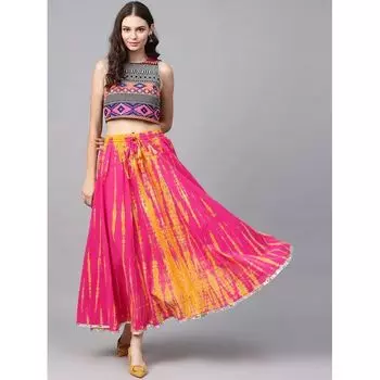 Абстрактная расклешенная розовая юбка, Abstract Flared Pink Skirt, произв. AJIO