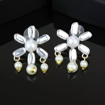Aiyna Flower Pearl Drop Studs