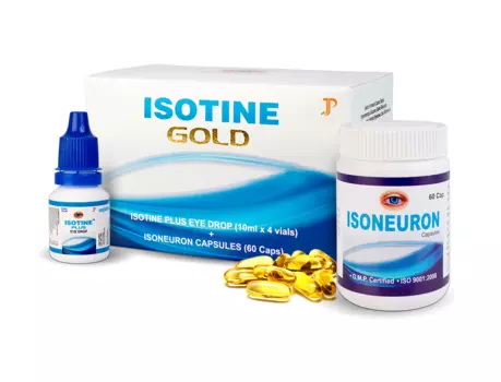 Айсотин Голд набор (4х10 мл, 60 кап), Isotine Gold, произв. Jagat Pharma