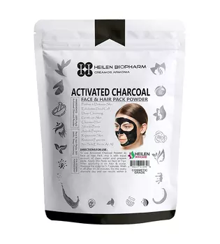 Активированный уголь: маска для лица и волос (100 г), Activated Charcoal Face & Hair Pack, произв. Heilen Biopharm