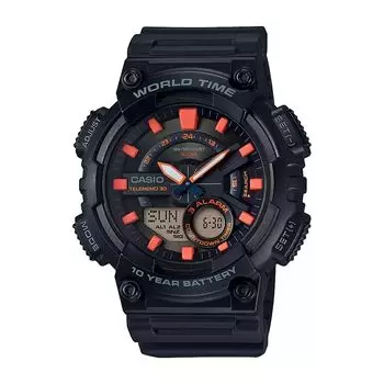 Аналогово-цифровые черные мужские часы, Black Analog-Digital Men's Watch, произв. Casio