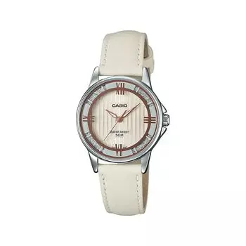 Аналоговые бежевые женские часы, Beige Analog Women's Watch, произв. Casio