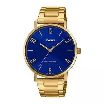 Аналоговые мужские часы с золотом, Gold Analog Men's Watch, произв. Casio