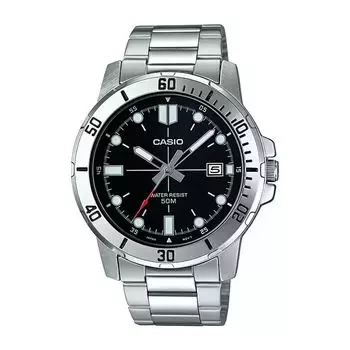Аналоговые мужские серебристые часы, Silver Analog Men's Watch, произв. Casio