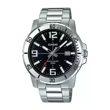 Аналоговые серебристые мужские часы, Silver Analog Men's Watch, произв. Casio