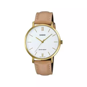 Аналоговые женские бежевые часы, Beige Analog Women's Watch, произв. Casio