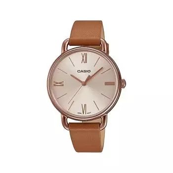 Аналоговые женские часы коричневые, Brown Analog Women's Watch, произв. Casio
