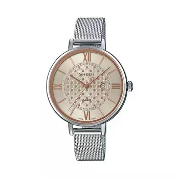 Аналоговые женские часы с сетчатым ремешком, Mesh Band Analog Women's Watch, произв. Casio