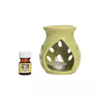 Ароманабор, Green Aroma Burner with Jasmine Aroma Oil and 4 Tea Light Candles Set, произв. eCraftIndia