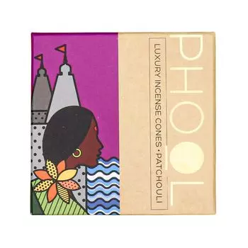 Ароматические конусы Пачули (40 шт), Natural Incense Cones Patchouli, произв. Phool