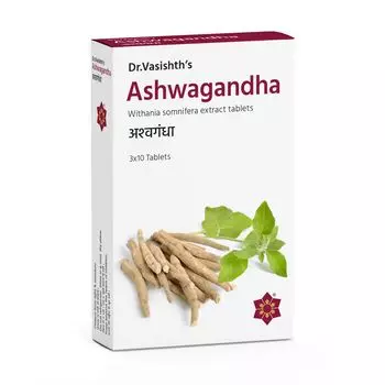 Ашваганда (30 таб, 600 мг), Ashwagandha, произв. Dr. Vasishth’s