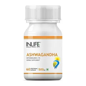 Ашвагандха (60 кап, 500 мг), Ashwagandha, произв. INLIFE